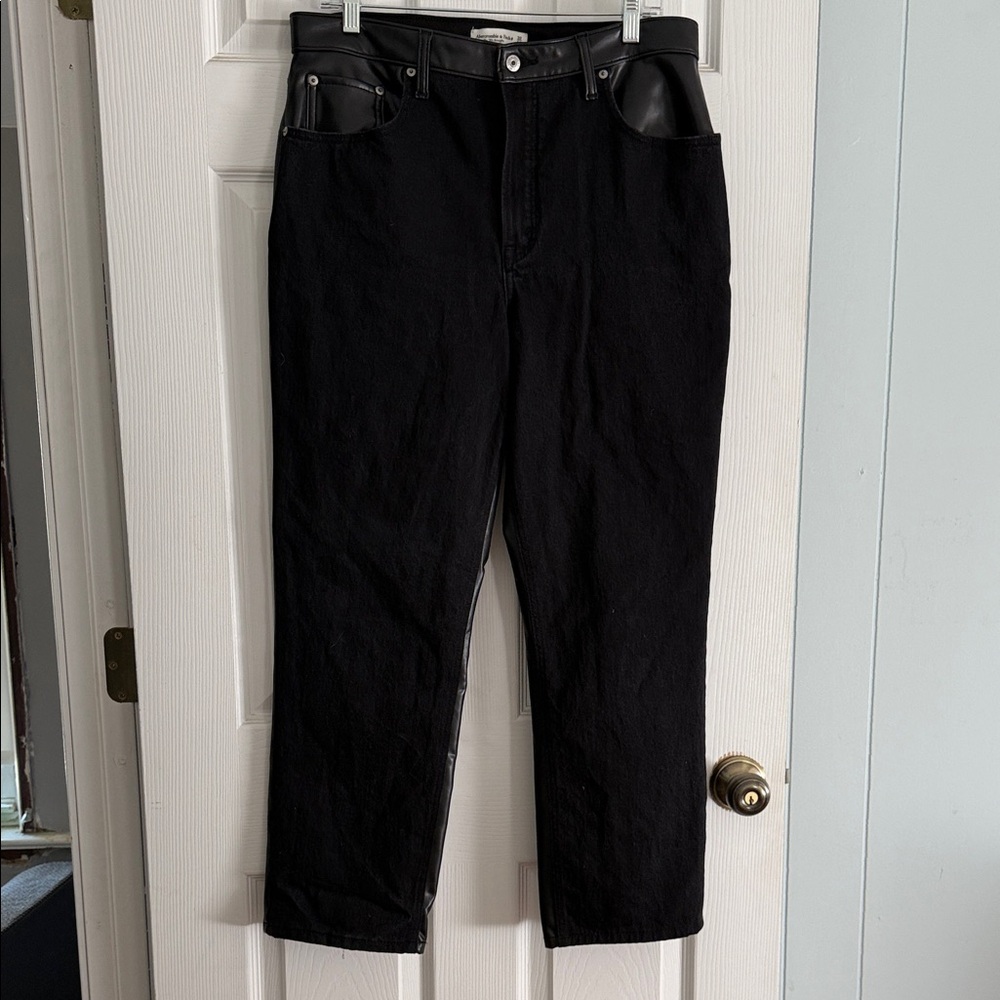 Abercrombie & Fitch Half Jean Half Leather Pants Black